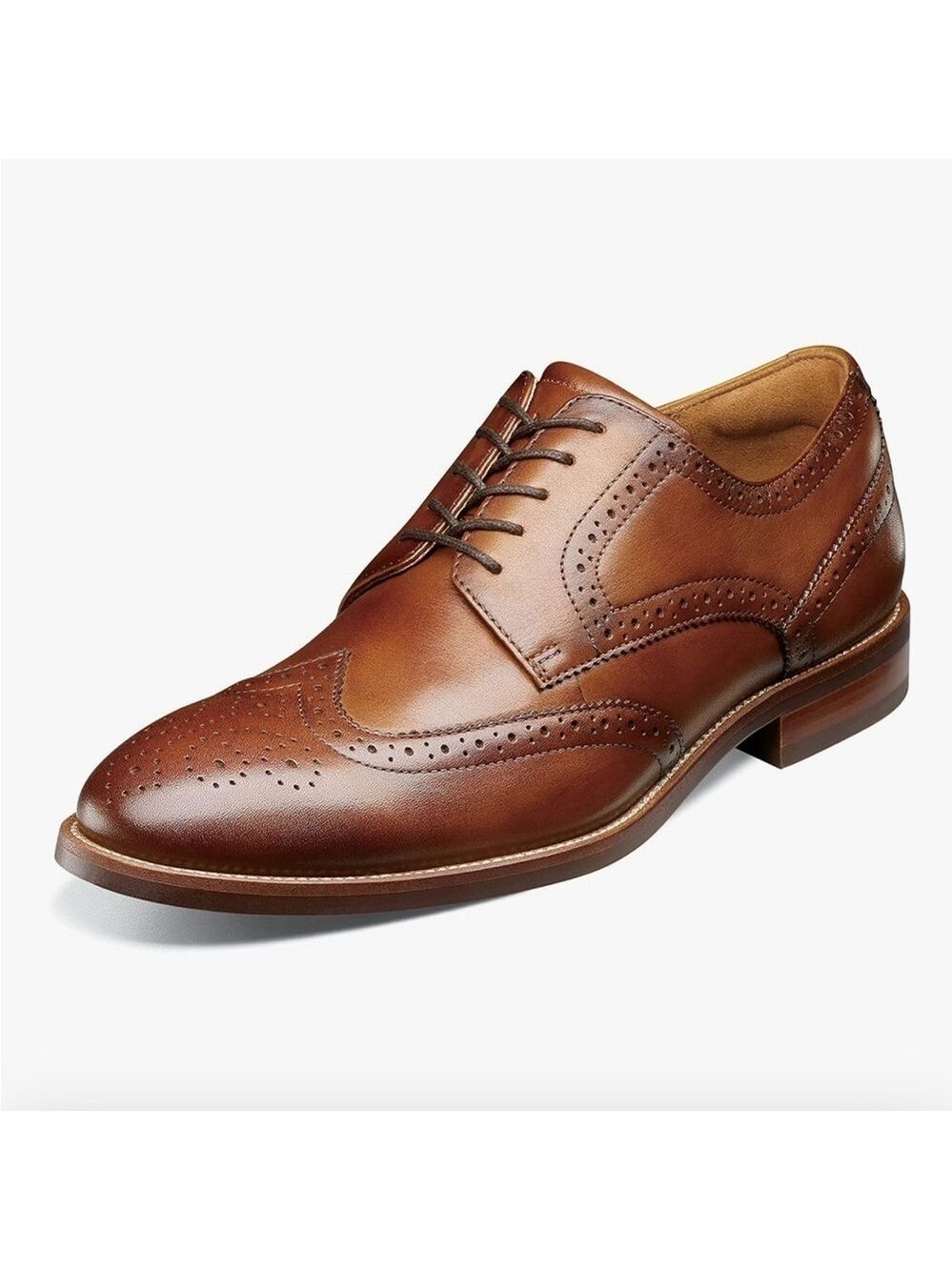 Florsheim cognac wing tipped Oxford shoes.